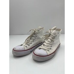 White Canvas High Top Sneakers ZY-K21020 Lace Up Athletic Shoes Mens 7 Womens 9